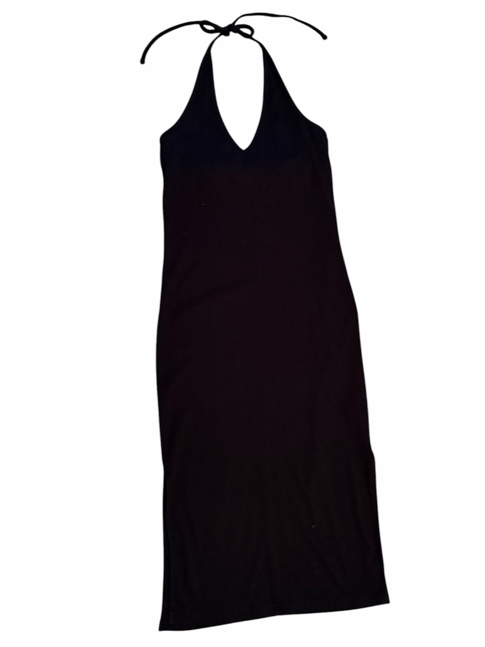 Women’s—Old Navy Black Ribbed Sleeveless Round Neck Halter Midi Dress. Size L.